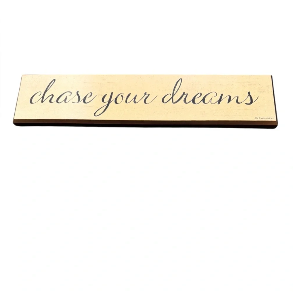 🔵 3/ $15 - Chase Your Dreams Wall or Shelf Decor - Cream and Bronze